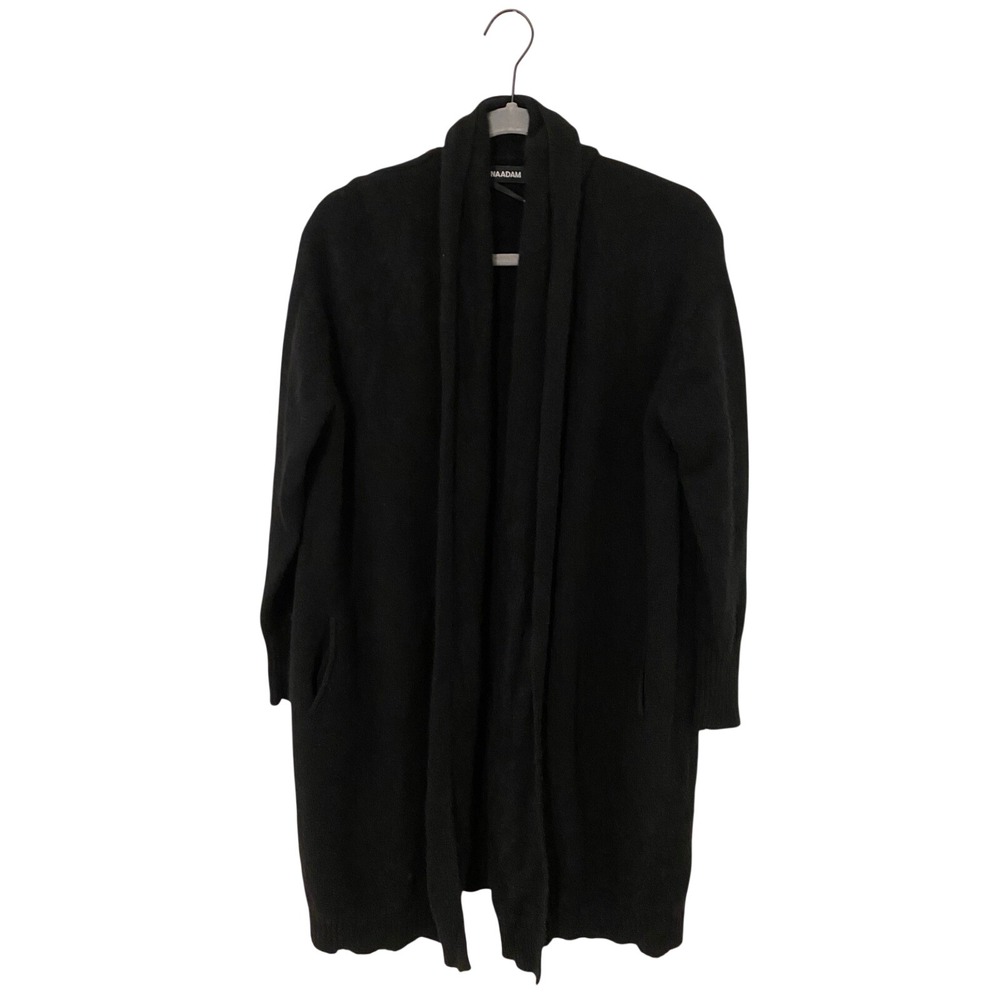 Naadam Cashmere Shawl Collar Open Long Cardigan Women M/L Black Luxury Cozy